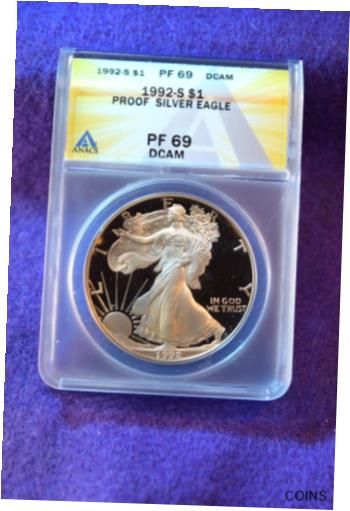 yɔi/iۏ؏tz AeB[NRC  1992-S SILVER EAGLE ANACS CERTIFIED PROOF--69 DEEP CAMEO SILVER DOLLAR! #13 [] #sof-wr-012095-1084