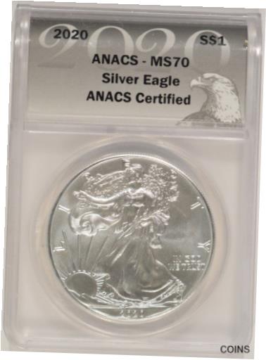 2020 American Silver Eagle $1 ANACS MS70 0702660010114613※関税は当ショップ負担（お客様負担無し）※全国送料無料・海外輸送無料※商品の状態は画像をご確認下さい（極美品・目立った汚れ無し）※輸入品の為英語表記となります※その他ご不明点はお気軽にお問合せ下さい！Composition: SilverCertification Number: 0702660010114613Fineness: 0.999Strike Type: BusinessGrade: MS 70Precious Metal Content per Unit: 1 ozBrand/Mint: U.S. MintCertification: ANACSModified Item: NoCoin: American EagleYear: 2020Country/Region of Manufacture: United StatesTotal Precious Metal Content: 1 oz[ご購入前に必ずお読み下さい]親切丁寧に、商品到着までサポート対応させていただきます。■パソコンの画像・画質により色や素材感が、実際の商品と多少異なる場合がございますので予めご了承くださいませ。■お客様のご都合（程度の解釈相違を含む）による商品のご購入後のキャンセル返品は、原則としてお受け致しておりません。未払いのまま2日以上連絡が取れない場合はキャンセルさせて頂きます。その場合、事務局側が自動的に「非常に悪い」の評価を付けてしまいますのでご注意ください。※お支払い頂いた場合は連絡は不要です。※他ショップでも販売しておりますので、稀に在庫がない場合がございます。■不具合での返品は箱などすべてが到着時の状態になるものに限らせていただきます。※当店では不良品はすべて現物確認と不具合の確認を行い対応をさせて頂いております。■お客様のご都合によるご注文確定後の商品のキャンセルにつきましては承っておりません。また、ご入金確認後、またはご決済完了確認後のキャンセルにつきましては、ご注文総額の30％のキャンセル料をご請求させていただきます。■領収書二重発行やトラブル防止のため、領収書発行は行っておりません。事務局側が発行している「支払い明細」が正式な支払い証明となります。支払い明細画面を印刷したものが領収書の代わりになることを各税務署に確認済みです。■年末年始・連休の発送は、業者も休みになる関係でいつもより遅れます。■輸送時の破損の場合は配送業者への報告を行って下さい。報告なしでの対応はできません。■日祝日は定休日とさせていただいております。連絡・発送が出来ませんのであらかじめご了承お願いいたします。■内容は必ずお読みになってからお買い求め下さいますようお願い致します。※在庫状況は常に更新をしておりますが、当社は複数店舗で在庫を共有しているため、ご注文を頂きましても稀に欠品している場合がございます。その際は誠に申し訳ございませんが、その旨をメールまたはお電話にてご連絡させていただきます。ご理解いただけますようお願い申し上げます。親切・丁寧にお取引させていただきますのでよろしくお願いします。 品質保証について 当店の商品の、品質保証についてご紹介いたします。 ▽品質保証書 お買い上げいただく全ての商品に「WORLD RESOURCE品質保証書」をおつけいたします。 これは、WORLD RESOURCEが販売した商品であることを保証するものです。大切に保管してください。 ▽標準保証に関して 当店でご購入頂きました商品は7日以内の標準保証サービスが付属致します。 ※ご購入日につきましては、製品の品質保証書に記載の日付にて確認させていただきます。 ※保証は通常利用時のみの対応となります。 ※ご購入日の確認を致しかねる場合は有償となります。品質保証書は大切に保管して下さい。POINT01　品揃え一番店を目指して 「期待に答えるお店づくりと、時代に合わせたサービスをご提供致します。」 POINT02　多種多様な商品レパートリー 「幅広く、世界の商品をご用意しております。」 POINT03　きっと見つかる！新しい発見 「テレビや雑誌で紹介されたアイテムもいちはやく。」 モットー：丁寧な接客対応 その道数十年のスタッフだからこそできる、“豊富な知識”に基づく商品のご提案。 お探しの商品はお気軽にスタッフにお尋ねください。 「以前は、商品ページあったけど、、、見つからない。」 「初めてアンティークコインの購入をしますが大丈夫ですか？」 「この年代の商品を探していますが、おすすめはありますか？」 「友人にアンティークコインを送りたいけど、おすすめありますか？」 等など、困ったときの質問にも、しっかり対応・お調べ致します。 取寄せ、取り置き等もできますので、商品一覧で見つからなかった商品でも、 スタッフまでお気軽にご相談下さい。 【お問い合わせはお気軽にどうぞ】 suport@world-resource.net