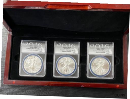  アンティークコイン コイン 金貨 銀貨  2016 P S W ANACS MS70 Complete Mint State American Silver Eagle 3 Coin set