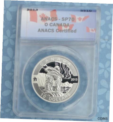 ڶ/ʼݾڽա ƥ    [̵] 2013 ANACS SP70 O Canada Inukshuk 1/2oz .9999 Fine Silver $10 Coin, 1/2 Ounce