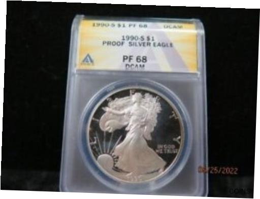 楽天金銀プラチナ　ワールドリソース【極美品/品質保証書付】 アンティークコイン 銀貨 1990-S American Silver Eagle Proof. ANACS Certified PF-68, Store Sale #01640 [送料無料] #sof-wr-012095-2756