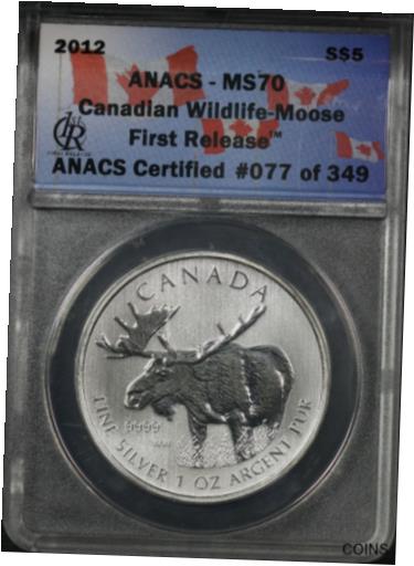 yɔi/iۏ؏tz AeB[NRC RC   [] 2012 Canada $5 Silver Canadian Wildlife Moose ANACS MS-70 First Release