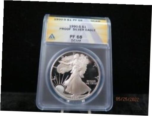 楽天金銀プラチナ　ワールドリソース【極美品/品質保証書付】 アンティークコイン 銀貨 1990-S American Silver Eagle Proof. ANACS Certified PF-68, Store Sale #01643 [送料無料] #sof-wr-012095-2964
