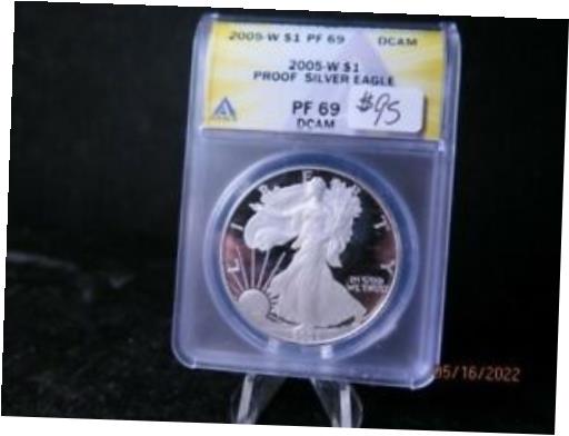 楽天金銀プラチナ　ワールドリソース【極美品/品質保証書付】 アンティークコイン 銀貨 2005-W American Silver Eagle Proof. ANACS Certified PF-69, Store Sale #01582 [送料無料] #sof-wr-012095-3067