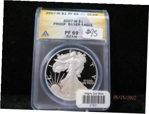 楽天金銀プラチナ　ワールドリソース【極美品/品質保証書付】 アンティークコイン 銀貨 2007-W American Silver Eagle Proof. ANACS Certified PF-69, Store Sale #01621 [送料無料] #sof-wr-012095-3087