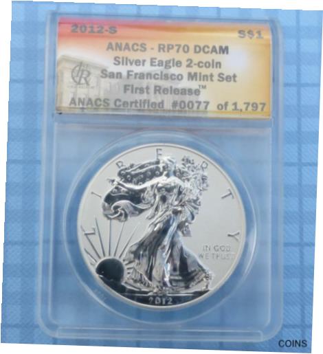 yɔi/iۏ؏tz AeB[NRC RC   [] 2012 S ANACS RP70 D-Cam Reverse Proof Silver Eagle Dollar, First Release #0077