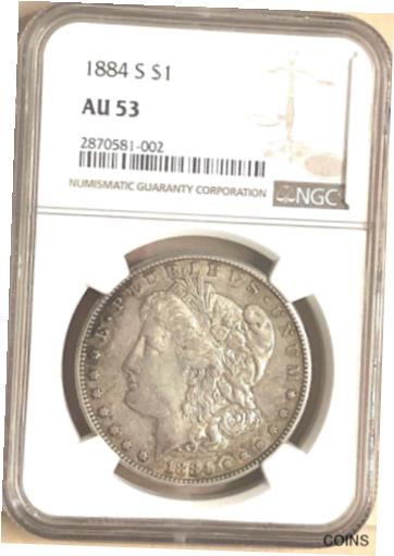  アンティークコイン コイン 金貨 銀貨  1884 S Morgan Silver Dollar NGC AU53 appears to have PL features