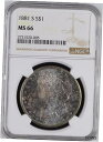 【極美品/品質保証書付】 アンティークコイン 銀貨 1881-S Morgan Silver Dollar NGC MS66 - - It's a Blueberry and Magenta Gem [送..