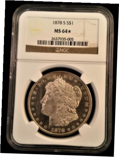  アンティークコイン コイン 金貨 銀貨  Blue Chip Quality 1878-S Morgan Silver Dollar NGC MS64 Star Awesome AM005