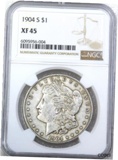  アンティークコイン コイン 金貨 銀貨  1904-S Morgan Silver Dollar NGC XF45 Nice Luster, PQ Recently Graded #B757