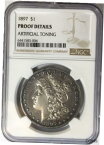 【極美品/品質保証書付】 アンティークコイン 銀貨 1897 Morgan Silver Dollar NGC. PROOF DETAILS! Artificial Toning Only 731 MINTED! [送料無料] #sot-wr-012098-1073