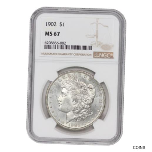 【極美品/品質保証書付】 アンティークコイン 銀貨 1902 $1 Silver Morgan Dollar NGC MS67 gem graded Philadelphia Blast White coin [送料無料] #sct-wr-012098-2085