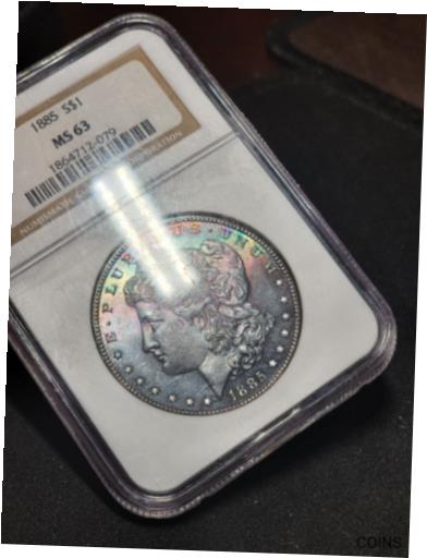 ڶ/ʼݾڽա ƥ    [̵] Toned 1885P Morgan Silver Dollar NGC MS63. Terminal PL Rainbow Toning. Gorgeous!
