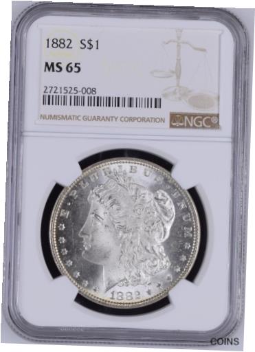  アンティークコイン コイン 金貨 銀貨  1882-P Morgan Silver Dollar NGC MS65 - - Incredibly Frosty & Blast White