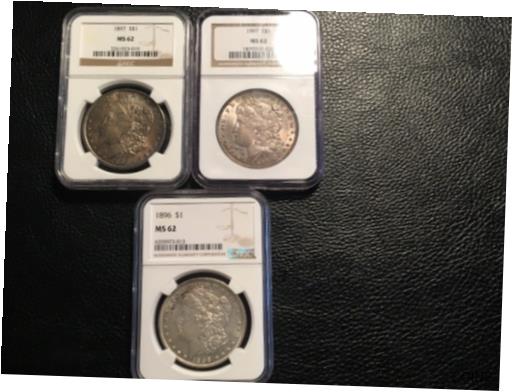 yɔi/iۏ؏tz AeB[NRC RC   [] 3 Ms 62 Morgan dollars all 3 NGC 62 unc.2 97 -1-96 Great Colors On The 97