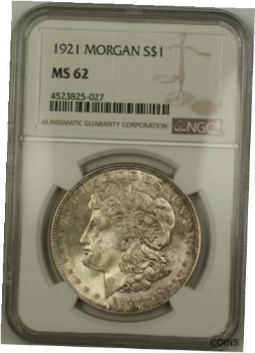 【極美品/品質保証書付】 アンティークコイン 銀貨 1921 Morgan Silver Dollar $1 Coin NGC MS-62 Lightly Toned (15e) [送料無料] #sc..