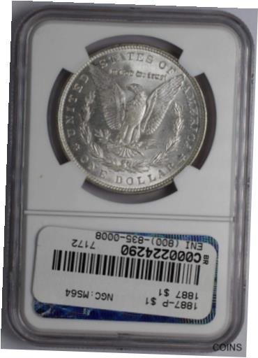 【極美品/品質保証書付】 アンティークコイン コイン 金貨 銀貨 [送料無料] 1887 Morgan Silver Dollar NGC MS 64 - 224290A 2