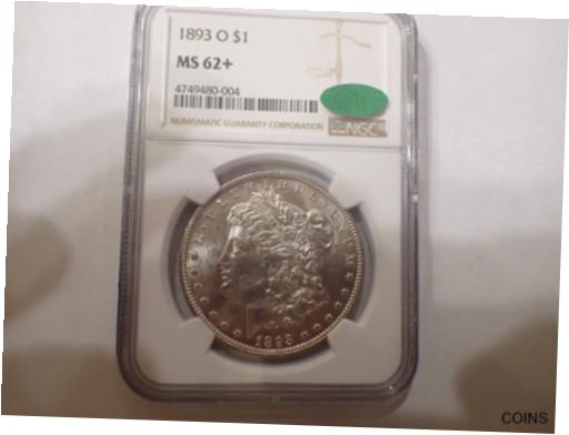 【極美品/品質保証書付】 アンティークコイン 硬貨 1893-O Morgan Dollar NGC MS62+ CAC BRIGHT WHITE [送料無料] #oot-wr-012100-1439