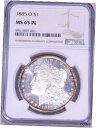 1885-O モーガン シルバー ダラー NGC MS65PL ホワイト レインボー/ゴールド リム グレーディング済み #B3001885-O Morgan ...