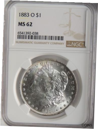 【極美品/品質保証書付】 アンティークコイン 銀貨 1883-O $1 MORGAN SILVER DOLLAR NGC MS62 #6541392-038 NICE MINT STATE COIN! [送料無料] #sct-wr-012100-2079