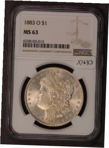 【極美品/品質保証書付】 アンティークコイン コイン 金貨 銀貨 送料無料 1883-O 1 Morgan Silver Dollar - Light Original Toning- NGC MS 63 - SKU-X1683