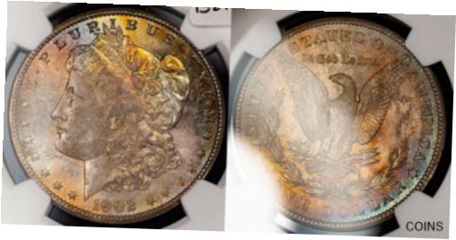 ڶ/ʼݾڽա ƥ    [̵] 1902-O $1 Morgan Silver Dollar - PQ - Rainbow Toning - NGC MS 64 - SKU-B2187