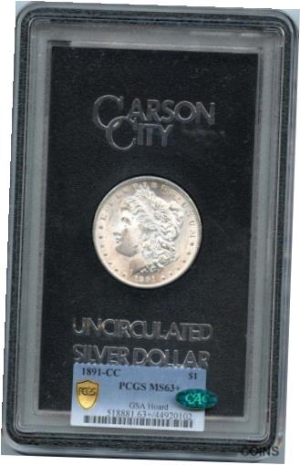 【極美品/品質保証書付】 アンティークコイン 硬貨 1891-CC TOP-100 Morgan Dollar GSA HOARD S$1 NGC MS63+ (CAC) [送料無料] #oot-wr-012101-1025