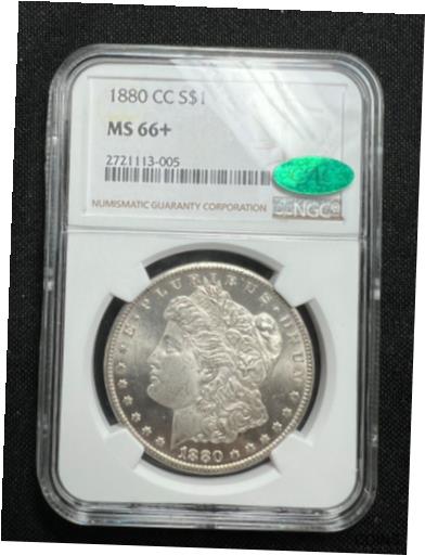 【極美品/品質保証書付】 アンティークコイン 銀貨 1880-CC $1 Morgan Silver Dollar NGC MS66+ (CAC) - Frosty Blast White Gem [送料無料] #sot-wr-012101-1216