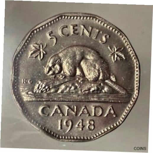 yɔi/iۏ؏tz AeB[NRC RC   [] CANADA GEORGE VI 5 CENTS 1948 - ICCS MS65