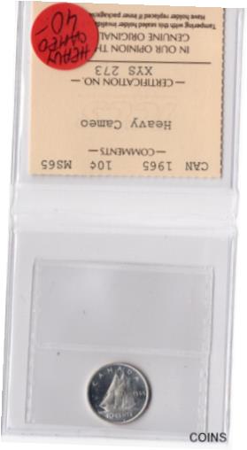 カナダ 1965 10 セント ICCS 認定 MS 65 XYS 273 ヘビー カメオCanada 1965 10 Cents ICCS Certified MS 65 XYS 273 Heavy Cameo