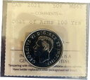 カナダ - 50 セント - 2021 ;紋章 100 年 - ICCS 認定 - MS-65Canada - 50 cents - 2021 ; Coat o...