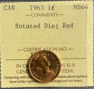 ڶ/ʼݾڽա ƥ    [̵] Canada - 1 cent - 1963 - Rotated Die ; Red - ICCS Certified - MS-64