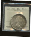 1963 カナダ銀ドル ICCS 認定 MS63 5711963 Canada silver Dollar ICCS Certified MS63 571(3)