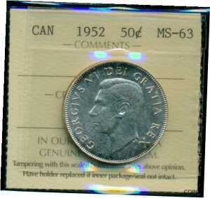 1952年 カナダ キングジョージ6世 50セントピース MS-631952 Canada King George VI Fifty Cent Piece MS-63