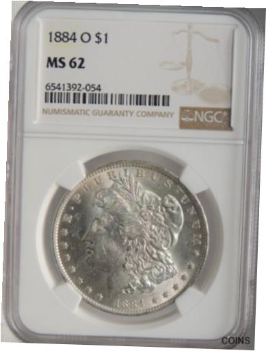 【極美品/品質保証書付】 アンティークコイン 銀貨 1884-O $1 MORGAN SILVER DOLLAR NGC MS62 #6541392-054 NICE MINT STATE COIN! [送料無料] #sct-wr-012126-1713