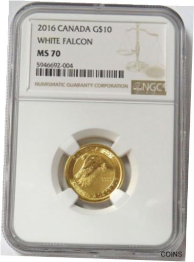 【極美品/品質保証書付】 アンティークコイン コイン 金貨 銀貨 [送料無料] 2016 GOLD CANADA $10 WHITE FALCON 1/4oz COIN NGC MINT STATE 70