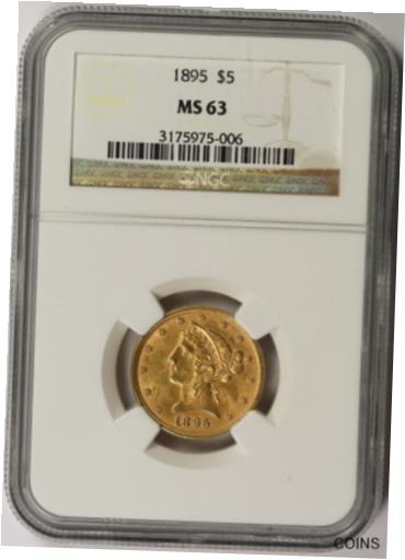 【極美品/品質保証書付】 アンティークコイン コイン 金貨 銀貨 送料無料 1895 Liberty Head Half Eagle Gold 5 MS 63 NGC