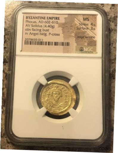  アンティークコイン コイン 金貨 銀貨  602-610 AD Gold Byzantine Phocas AV Solidus NGC MS Strike 4/5 Surface 3/5