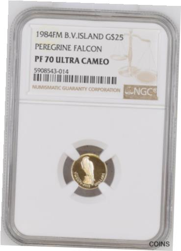 【極美品/品質保証書付】 アンティークコイン コイン 金貨 銀貨 [送料無料] 1984FM Gold $25 British Virgin Islands - Peregrine Falcon PF-70 Ultra Cameo NGC