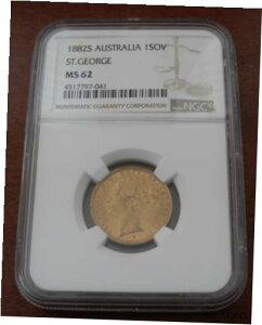 オーストラリア 1882S ゴールド 1 ソブリン NGC MS61 ビクトリア セント ジョージ シドニー造幣局Australia 1882S Gold 1 Sovereign NGC MS61 Victoria St. George Sydney Mint