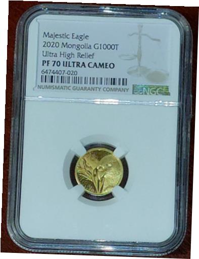  アンティークコイン コイン 金貨 銀貨  2020 Mongolia Majestic Eagle 1/10 oz Gold NGC PF70 Ultra Cameo