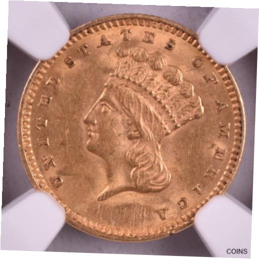 【極美品/品質保証書付】 アンティークコイン コイン 金貨 銀貨 [送料無料] 1857 Princess Head Gold $1 - NGC MS62