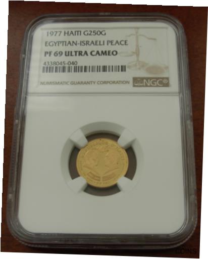 【極美品/品質保証書付】 アンティークコイン コイン 金貨 銀貨 [送料無料] Haiti 1977 Gold 250 Gourdes NGC PF69UC Egyptian - Israeli Peace Mintage - 520