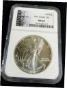 【極美品/品質保証書付】 アンティークコイン コイン 金貨 銀貨 [送料無料] 1991 American Silver Eagle 1oz Fine Silver NGC Certified MS-69