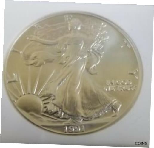 【極美品/品質保証書付】 アンティークコイン コイン 金貨 銀貨 [送料無料] 1991 American Silver Eagle 1oz Fine Silver NGC Certified MS-69 3