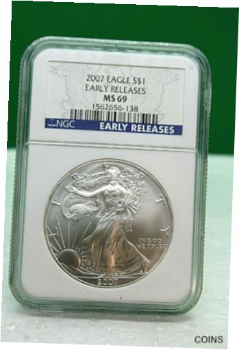 【極美品/品質保証書付】 アンティークコイン コイン 金貨 銀貨 [送料無料] 2007 W US Silver Eagle MS69 Early Releases NGC