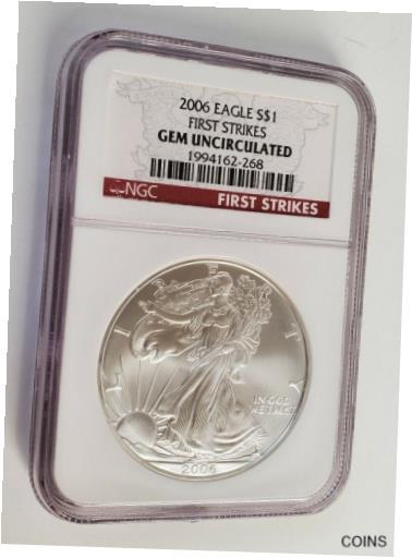 【極美品/品質保証書付】 アンティークコイン コイン 金貨 銀貨 送料無料 2006 American Silver Eagle NGC First Strikes GEM UNCIRCULATED - DC26