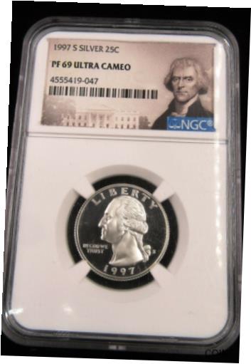  アンティークコイン コイン 金貨 銀貨  1997 S Silver Washington 25c PF 69 Ultra Cameo encapsulation error Lot#717