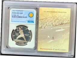 【極美品/品質保証書付】 アンティークコイン コイン 金貨 銀貨 [送料無料] 1992 S Olympics Proof Silver $1 Coin NGC PF69 Smithsonian Baseball Collection