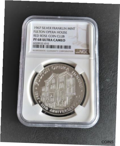 【極美品/品質保証書付】 アンティークコイン コイン 金貨 銀貨 [送料無料] Fulton opera House silver medal 1967 - NGC PF68 UC